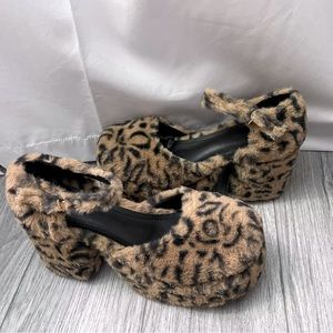 Furry Leopard Print Heels